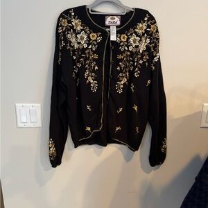 Tiara International Vintage 2001 Floral Embroidered Cardigan Sweater